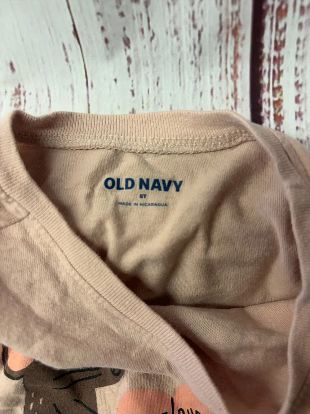 Old Navy Light Pink Long-Sleeve Tee with Sister Mice Graphic